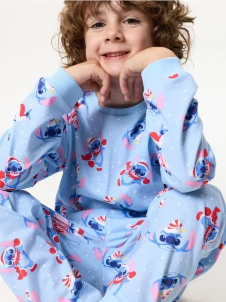 Sinsay Vánoční dvoudílné pyžamo s potiskem Stitch modrá