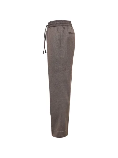 Pantaloni Brioni de lână cu cordon maro