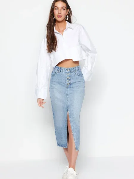 Fustă midi Trendyol gri