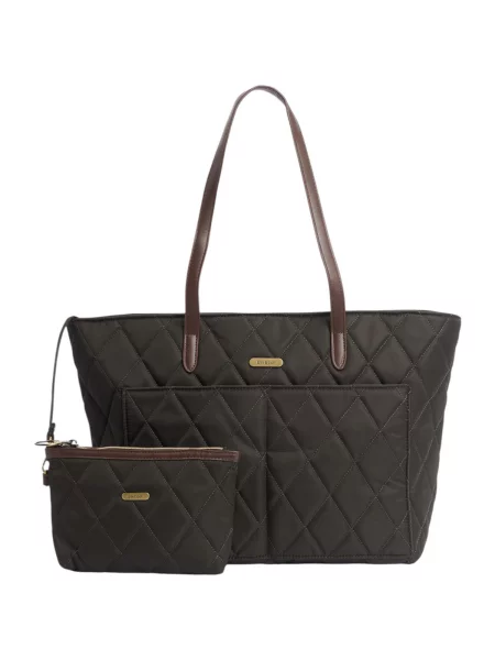 Barbour Geantă shopper + borsetă verde