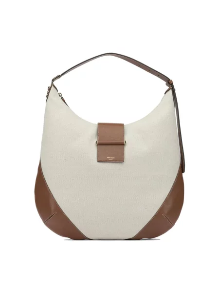 Torebka hobo Jimmy Choo skórzana beżowa