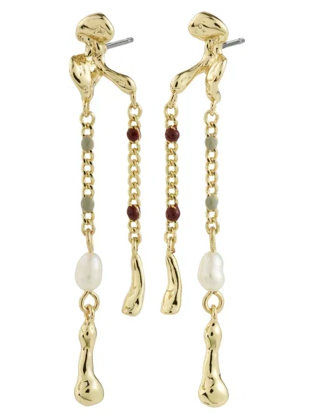 Pilgrim Uhani Reggie zlata / temno rdeča / biserno bela