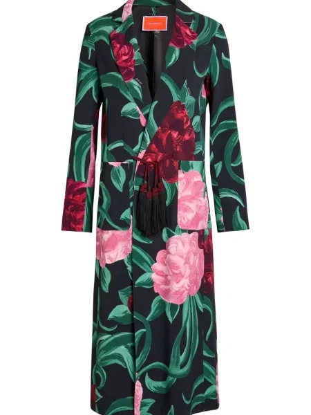 Palton La Doublej cu model floral cu imagine negru