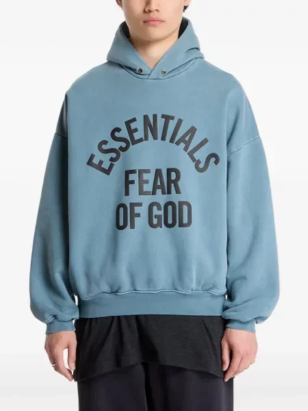Hanorac cu glugă Fear Of God Essentials cu imagine albastru