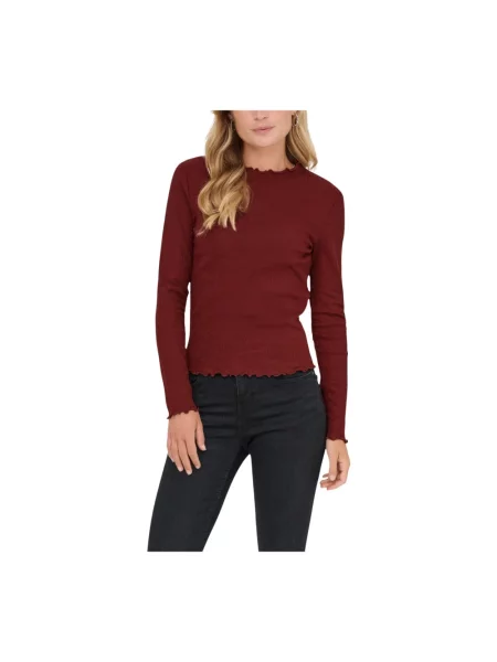 Dzianinowy sweter Only z długim rękawem czerwony