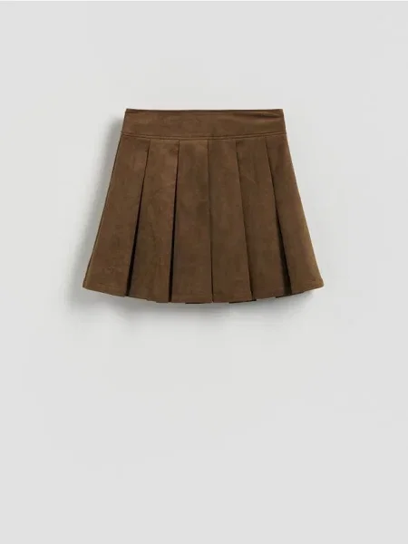 Reserved Fustă mini cu pliuri verde-oliv verde