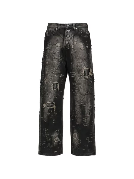 Blugi cu picior larg Thug Club negru