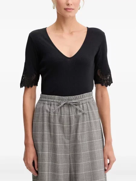 Tricou Twinset din dantelă negru