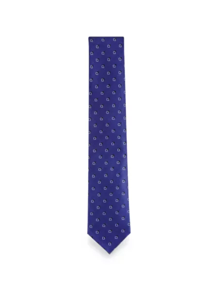 Cravată Brioni de mătase cu imprimeu geometric albastru