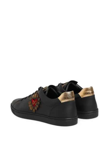 Кожени маратонки Dolce & Gabbana със сърца черно