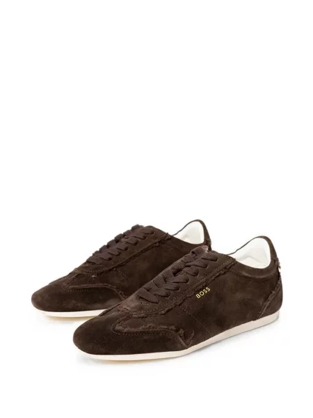 Sneakerși Boss din piele de căprioară maro