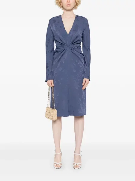 Rochie midi Etro din jacard până la genunchi de costum albastru