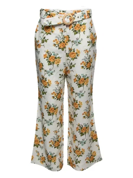 Pantaloni Zimmermann cu model floral cu imagine alb
