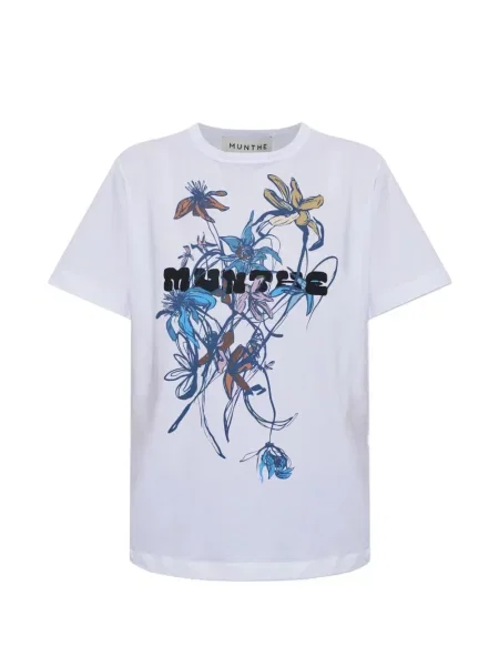 Top Munthe cu model floral cu imagine alb