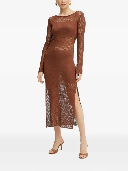 Rochie maxi Fracomina tricotate lungă de costum maro