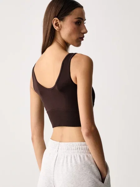 Adidas Originals спортен сутиен Essentials Seamless кафяво