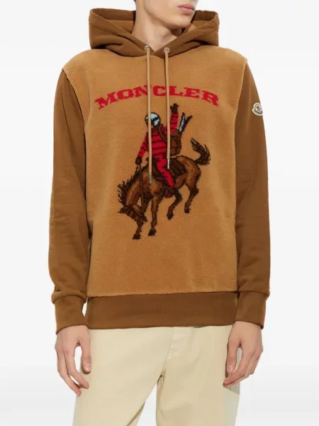 Hanorac cu glugă Moncler din fleece maro