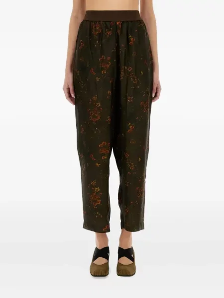 Pantaloni Uma Wang cu model floral cu imagine verde