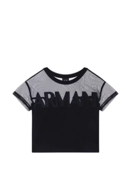 Tricou Armani Exchange din tul cu autograf negru