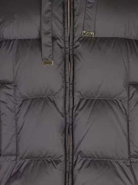 Geacă cu puf Max Mara cu glugă negru