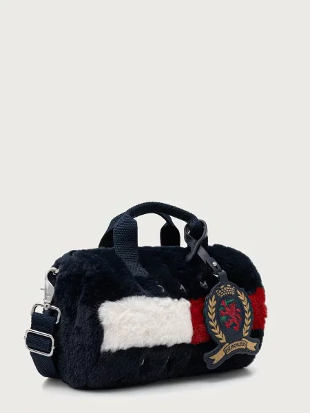 Geantă Tommy Jeans Tjw Archive Fur Micro Duffle Bleumarin alb