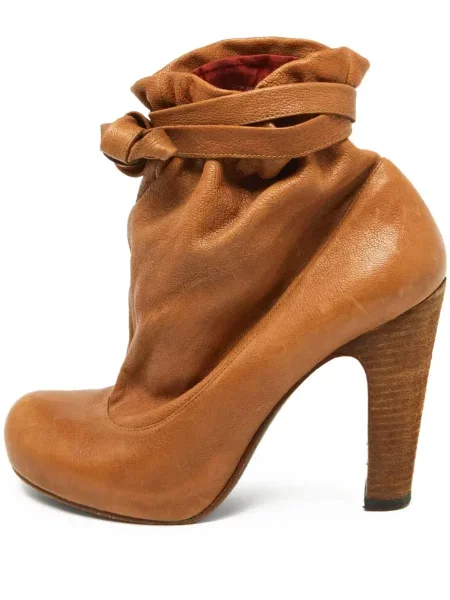 Botki Marc By Marc Jacobs z kokardką skórzane brązowe