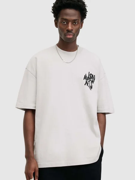 AllSaints tricou din ORLANDO SS barbati cu imprimeu alb