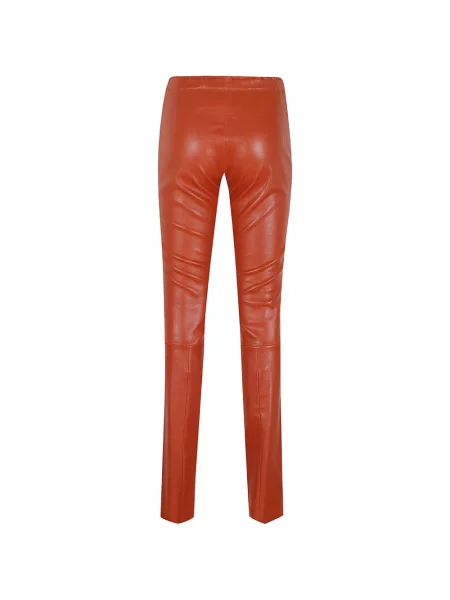 Pantaloni Stouls din piele portocaliu