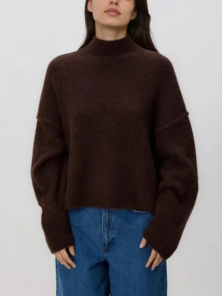 Reserved Светр-водолазка темно коричневий