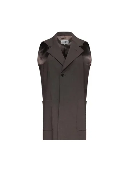 Kamizelka garniturowa Mm6 Maison Margiela wełniana brązowa