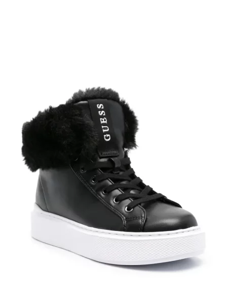 Sneakerși Guess cu blană negru
