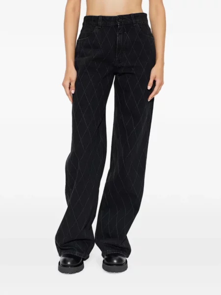 Matlasat blugi cu picior larg Balmain negru