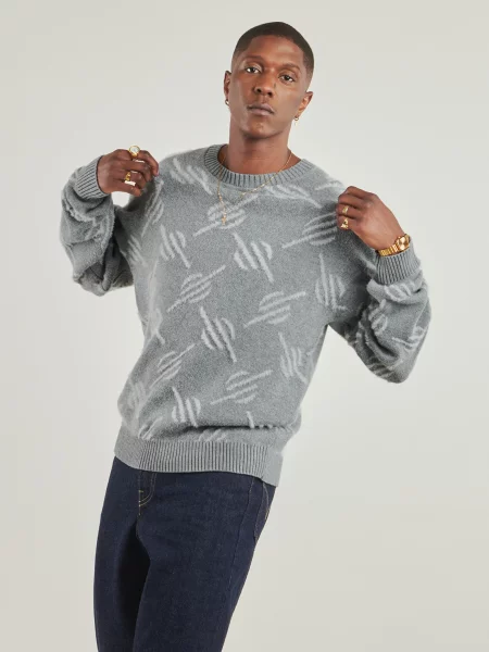 Daily Paper pulover Tevin Monogram Knit light gri