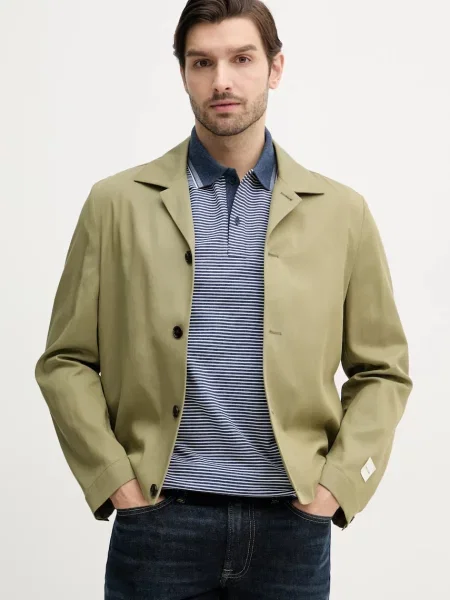 Calvin Klein kurtka z domieszką lnu przejściowa zielony