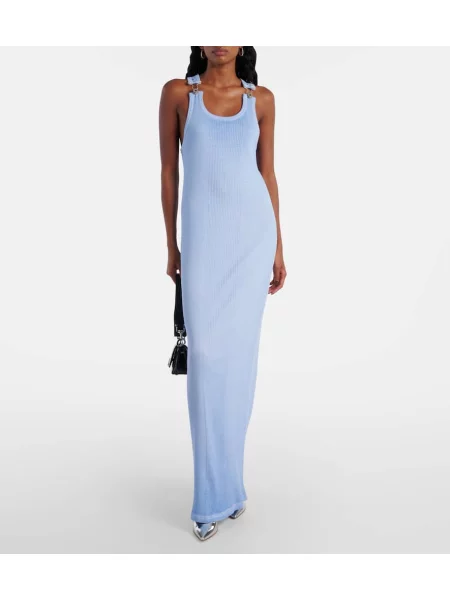Rochie maxi Jean Paul Gaultier din jerseu de costum albastru