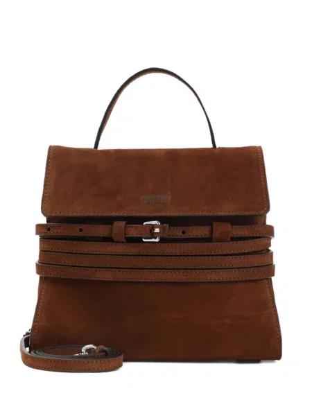 Geantă Moschino din piele de căprioară cu cataramă maro