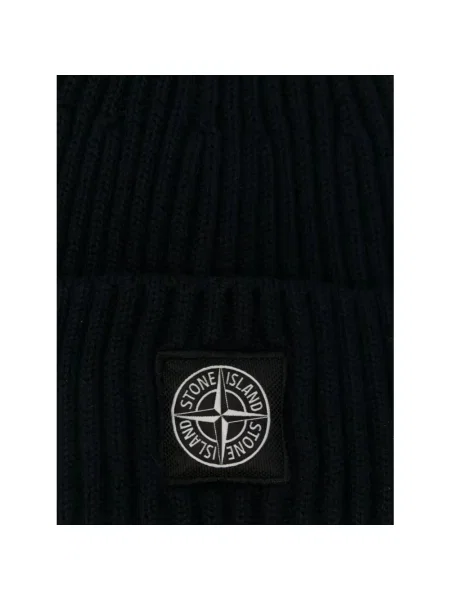 Czapka Stone Island wełniana z kamieniami niebieska