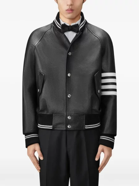 Geanta de piele Thom Browne negru