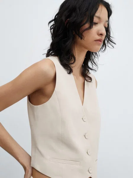 MANGO Жилет класичний Молочний Ліоцел/бавовна