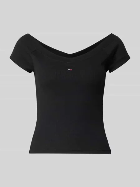 T-shirt o kroju slim fit z mieszanki bawełny Tommy Jeans czarna