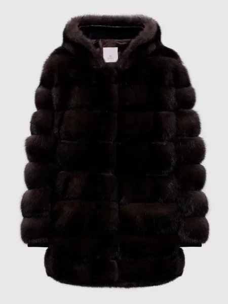 Шуба з хутра соболя з ланцюжком моніль Rindi коричнева