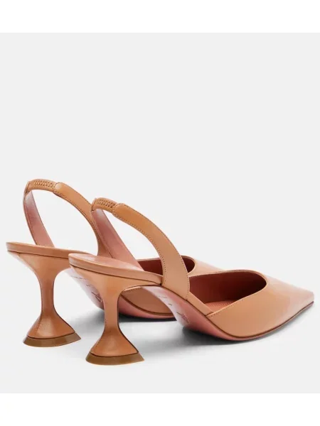 Pantofi cu toc Amina Muaddi din piele slingback bej