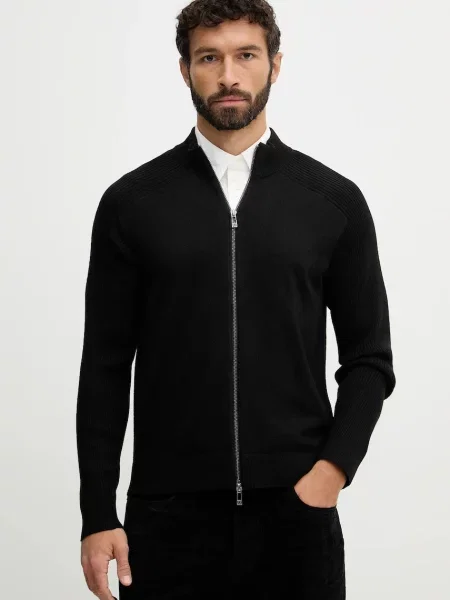 Armani Exchange kardigan z dodatkiem wełny czarny