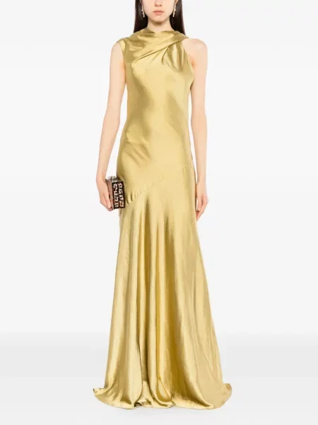 Rochie Amsale din satin asimetrică galben