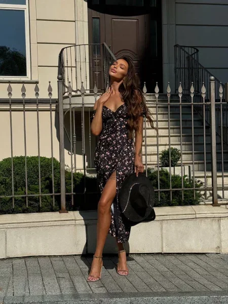 Шелковое макси платье Milirud черное