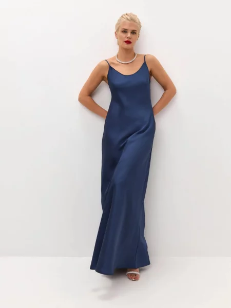 Serena Silueta Šaty Maxi satin slip dress Serene' námornícka modrá