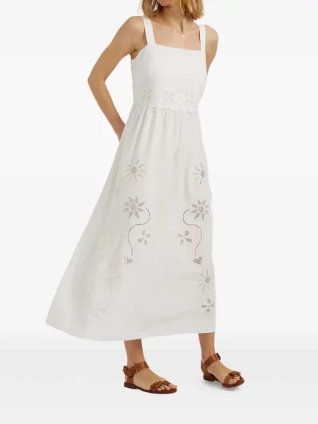 Rochie midi Chinti & Parker cu broderie alb