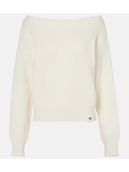 Pulover Victoria Beckham de mătase alb