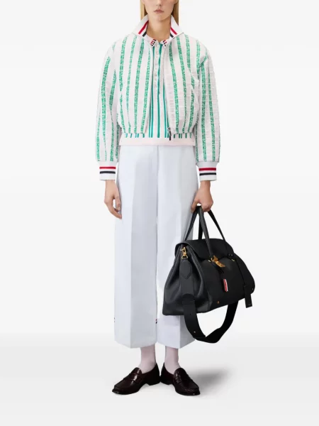 Geacă Thom Browne cu dungi din tweed alb