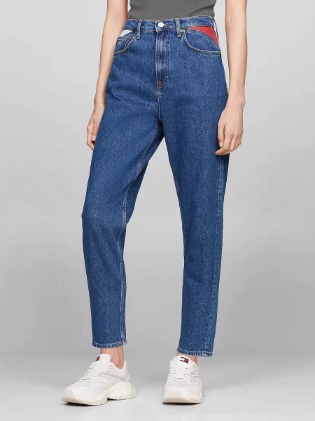 Джинси мом Tommy Jeans бавовна/перероблена синій